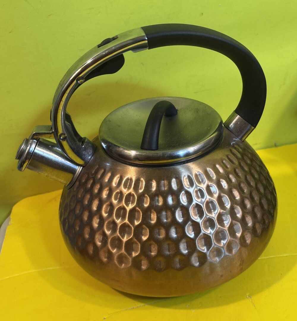 Balduzzi Italian Style Stainless Steel Tea Kettle Hammered Copper Look 3L